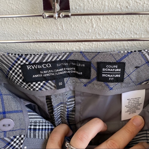 NWOT RW&CO Grey Plaid Slim Leg Ankle Pant - Picture 5 of 5